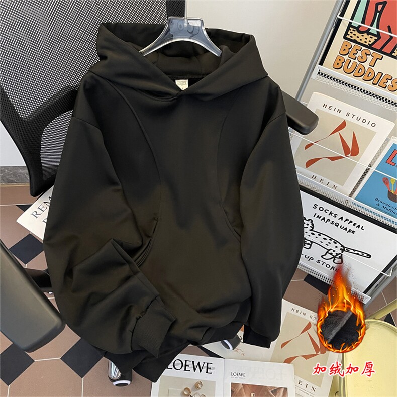 加绒加厚冬款男连帽卫衣拼接宽松休闲夹克外套WY06P50加绒P55，男装夹克，星座1013-1