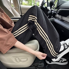 美式复古条纹拼接速干裤薄款宽松bf慵懒风休闲裤2704-P40，男装休闲裤，星座1001-1