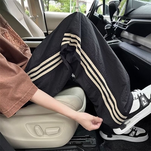 美式复古条纹拼接速干裤薄款宽松bf慵懒风休闲裤 2704-P40图片