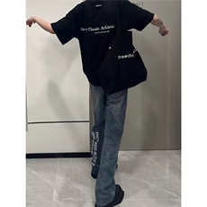 美式复古高街潮流牛仔长裤ins网红港风潮流，男装牛仔裤，四季星座505