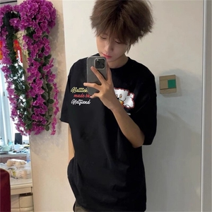 万针全刺绣工艺抖音得物高品质260克重磅纯棉双纱美式高街短袖T恤图片