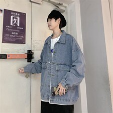 宽松牛仔外套男士秋季休闲百搭潮牌上衣ins韩版港风夹克jk07-p55,男装工装外套,星座1008-2