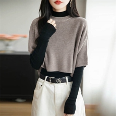 2025百搭时尚简约不规则上衣外搭简约新款，女装羊毛衫，越洋羊