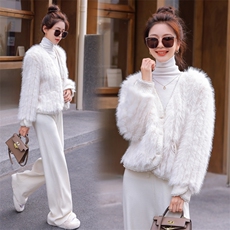 2023年冬季仿真皮毛一体小香风加厚小个子外套，女装羊羔毛/颗粒绒，韩蜜菓