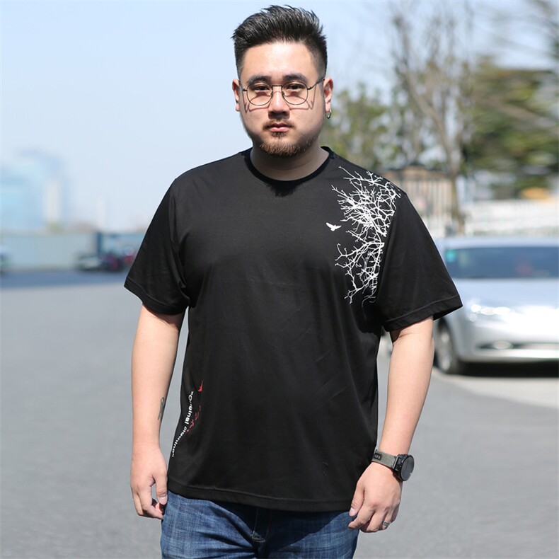 短袖t恤男士圆领印花夏装宽松潮流男装打底衫加肥加大码5930款图片