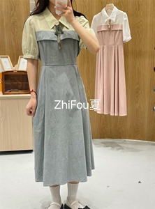 夏季新款 撞色感拼接连衣裙,女装连衣裙,知否