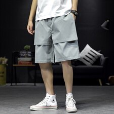 2021夏季新沙发墙日系大码男潮流宽松拼接运动休闲短裤K2029-P25，男装休闲裤，电商A001
