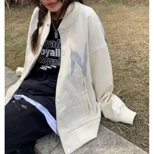 呢子棒球服外套男女秋冬季薄款高级设计感小众美式情侣夹克~WT036图片