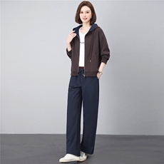 热巧克力棕+藏青裤