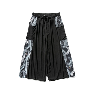 夏季 大码风棉麻宽松休闲盘扣汉服直筒阔腿裤潮情侣 K111/P70图片