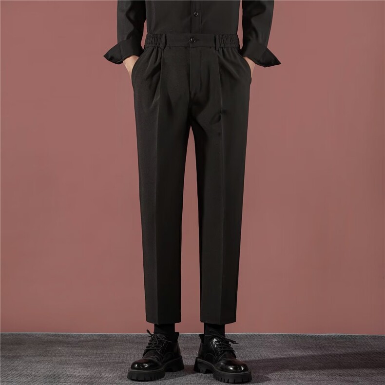 小西裤男九分修身直筒休闲裤子男士垂感春秋季西装裤K85，男装西裤，星座1116A-2（原606A-1）