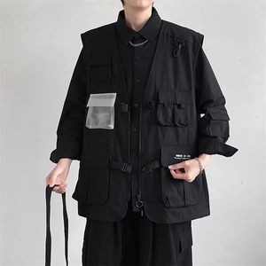 V领开衫工装马甲男潮流百搭休闲M1P42图片