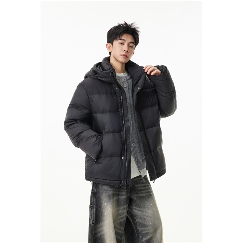 90%绒新标有报告连帽撞色韩版宽松羽绒服外套Y990/370 现货图片