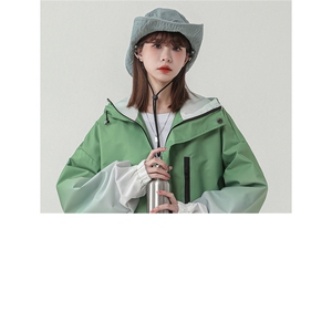 中性风山系防水冲锋衣渐变色夹克女聚酯纤维JK77088P85控128图片