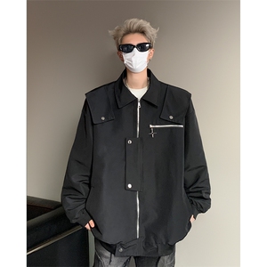 JK9901-P85控138 秋季美式高街潮流设计感宽松复古工装夹克外套图片