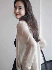 冰麻闪丝防晒开衫女夏季薄款长袖针织衫宽松显瘦百搭外套，女装针织衫/毛衣，雪真羊绒