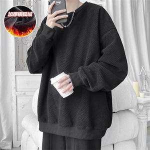 冬新大码雪尼尔欧棉绒圆领卫衣男银狐绒套头上衣W357J加绒-P55图片
