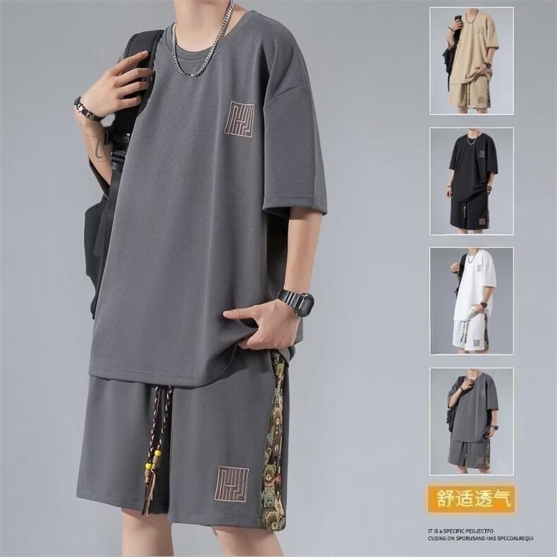 休闲套装男士夏季一套搭配帅气潮牌运动TZ3-P40,男装休闲套装,星座313A-2