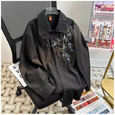 风盘扣秋男衬衫竹子刺绣长袖衬衣外套CS0278P50，男装衬衫，星座1013-1