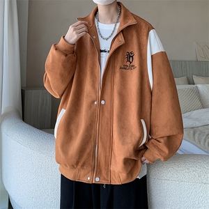 特P76控128 24/秋季重磅鹿皮绒美式刺绣翻领夹克外套JK2309图片