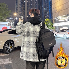 加绒加厚外套男士秋冬季可脱卸帽格子夹克男款保暖衣服V206-P110，男装夹克，星座509