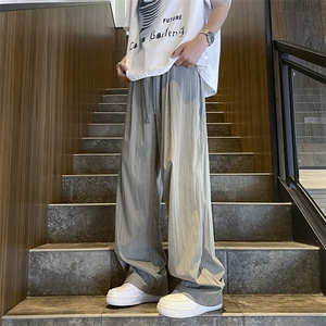 夏季薄款宽松直筒长裤男美式潮牌运动垂感阔腿裤 现货 K7914-P32图片