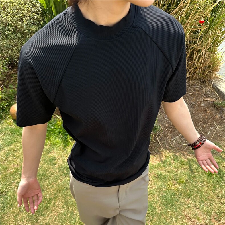 eme新品同款正肩小高领显瘦短袖T恤310A-4-T92-特批20,男装T恤,星座310A-4
