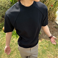 eme新品同款正肩小高领显瘦短袖T恤310A-4-T92-特批20，男装T恤，星座310A-4