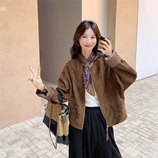 新品现货~今年流行方巾披肩麂皮绒短夹克外套女5121-P175-K258，女装短外套，2C126