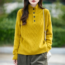 2025百搭时尚简约半高领半开羊绒衫，女装羊毛衫，哲奥羊绒