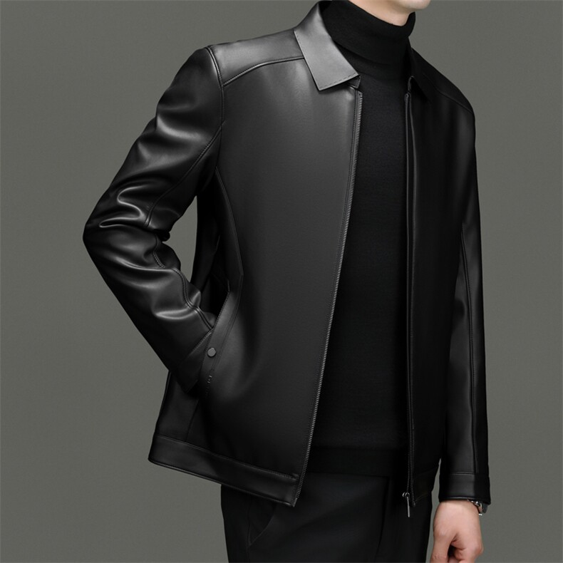 DF23901钱塘2020-2商务休闲冬季厚款翻领中年男士皮衣外套P160,男装皮衣,钱塘207-2