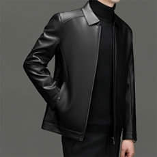 DF23901钱塘2020-2商务休闲冬季厚款翻领中年男士皮衣外套P160，男装皮衣，钱塘207-2