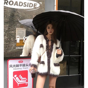 貂毛小香风拼色圆领针织衫秋冬休闲宽松开衫毛衣外套男 MY9219图片