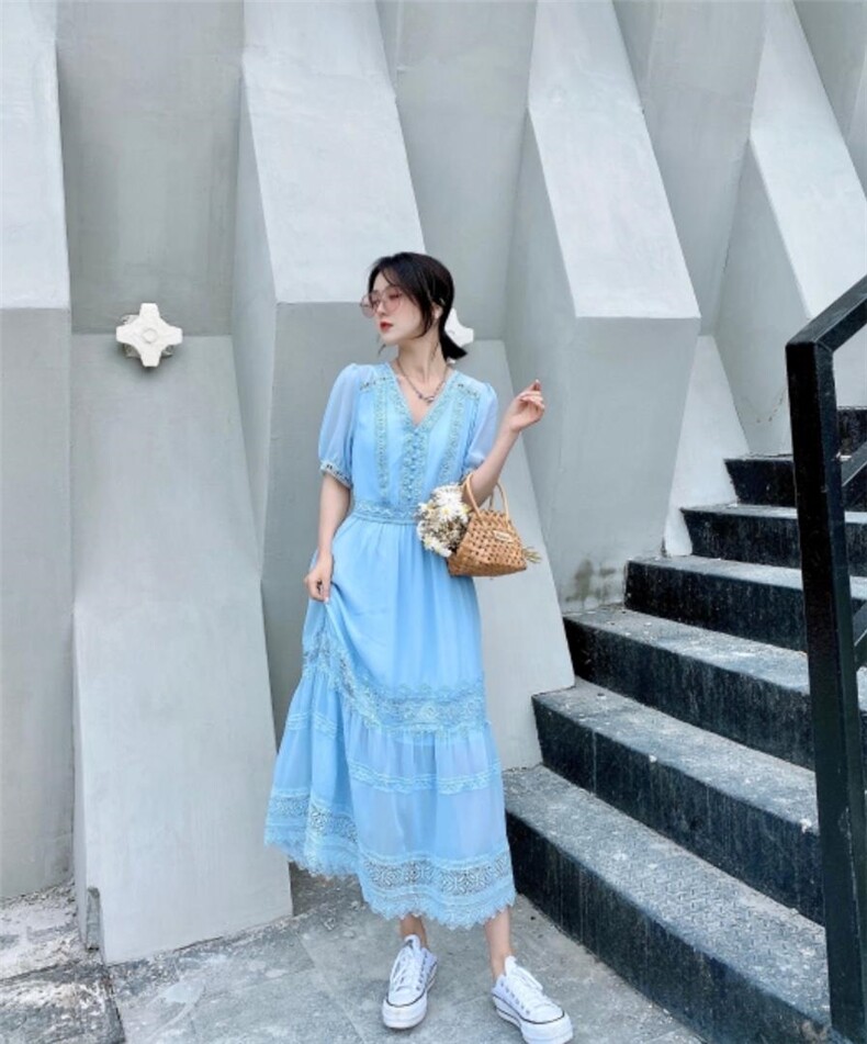 净色显示连衣裙，女装连衣裙，布萱