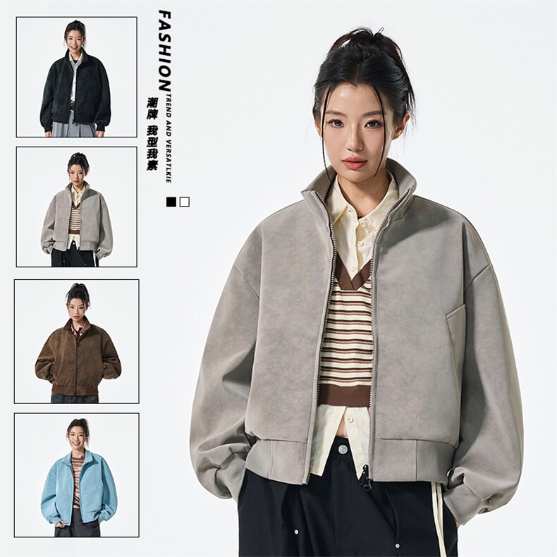 美式复古短款夹克男女秋高街潮牌情侣外套宽松百搭上衣JS5601-P85,男装夹克,星座610（原A335）