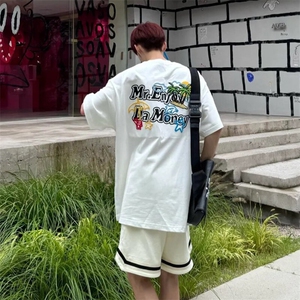 万针全刺绣工艺抖音得物高品质260克重磅纯棉双纱美式高街短袖T恤图片