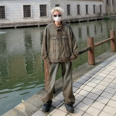 美式痞帅牛仔夹克套装男款街头潮牌嘻哈宽松休闲牛仔套装，男装夹克，星座1013