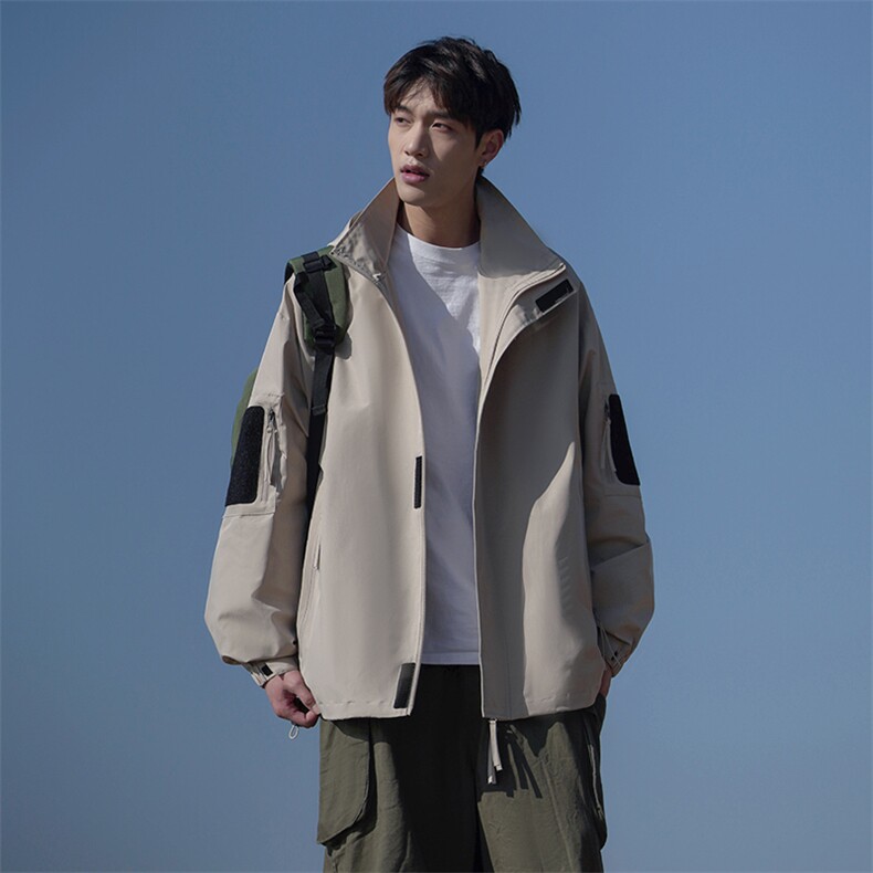 春季新款魔术贴连帽夹克潮流机能风百搭冲锋衣外套CYJK9235-P80,男装夹克,电商A128