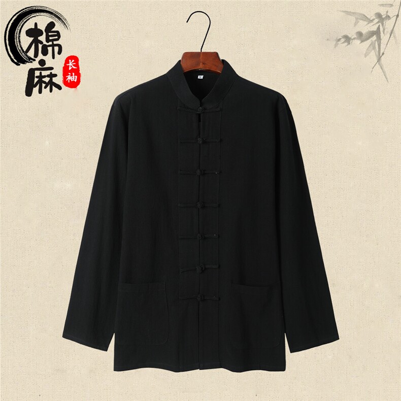 现货主推风春秋新款棉麻复古盘口长袖衬衫中式唐装CS03-P55图片