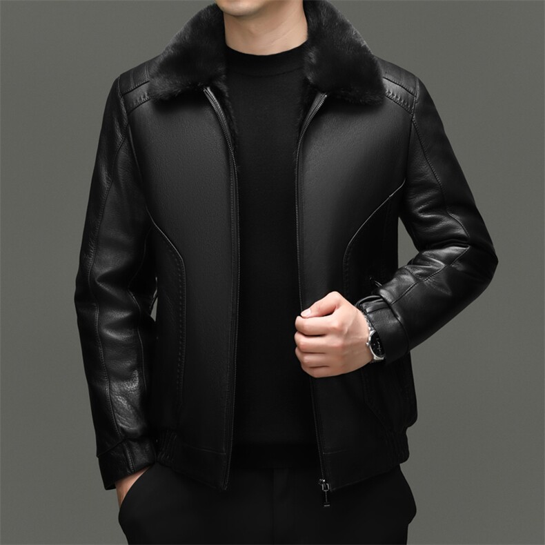 BG-XL2391海宁山羊皮真皮皮衣男水貂内胆皮夹克保暖外套男装,男装夹克,电商B360A（原721A）