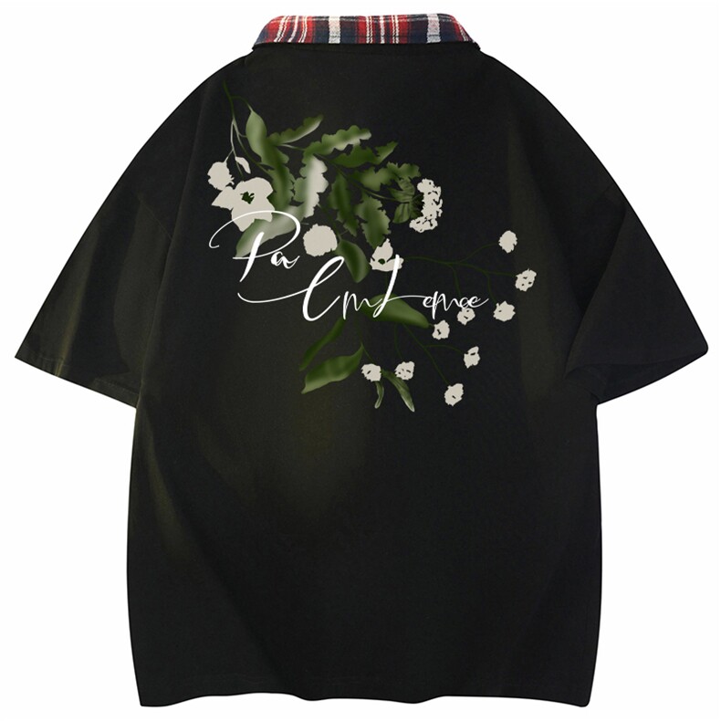 得物抖音品质冰感面料美式印花格子翻领POLO衬衫短袖T恤APL0303,男装T恤,电商A443