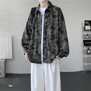 衬衫男秋季新款港风宽松大码灯芯绒扎染长袖衬衫CS8108-P42图片