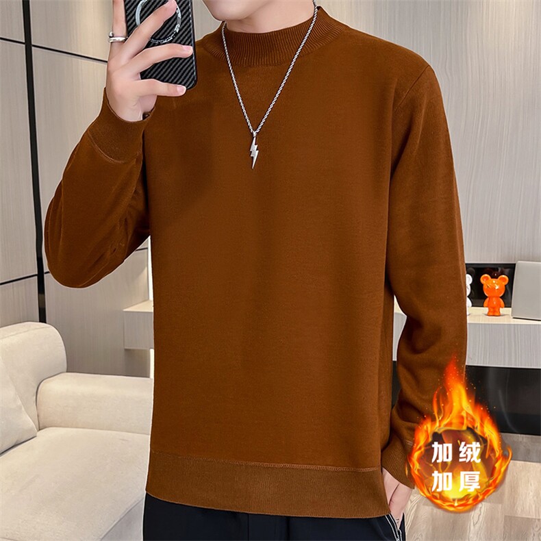 2023-403-1-M668-P26男跑量新款半高领一体绒毛衣针织衫时尚帅气,男装针织衫/毛衣,星座1018