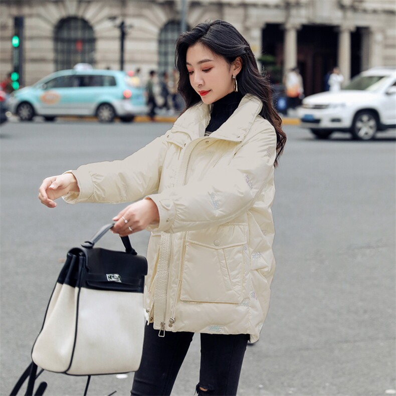 时尚新款女装短款立领休闲宽松抽绳轻薄鸭绒外套,女装羽绒服,阿舍尔精品