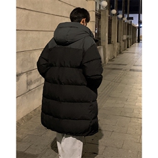 90%鸭绒长款羽绒服D5563-TP235328韩系撞色宽松百搭羽绒服，男装羽绒服，电商A102
