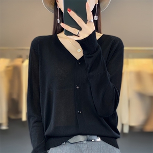 23春秋新款天丝鎏金沙开衫防晒衫女针织通勤薄款外搭长袖宽松上衣图片