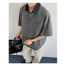 复古衬衫男夏装港风学生宽松小众设计感趣味新款男装上衣外穿，男装衬衫，四季星座505