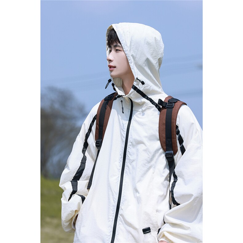 2025港风连帽滚边设计防晒衣男情侣潮牌防晒服男FS77005P45控68，男装防晒衣，星座227-7