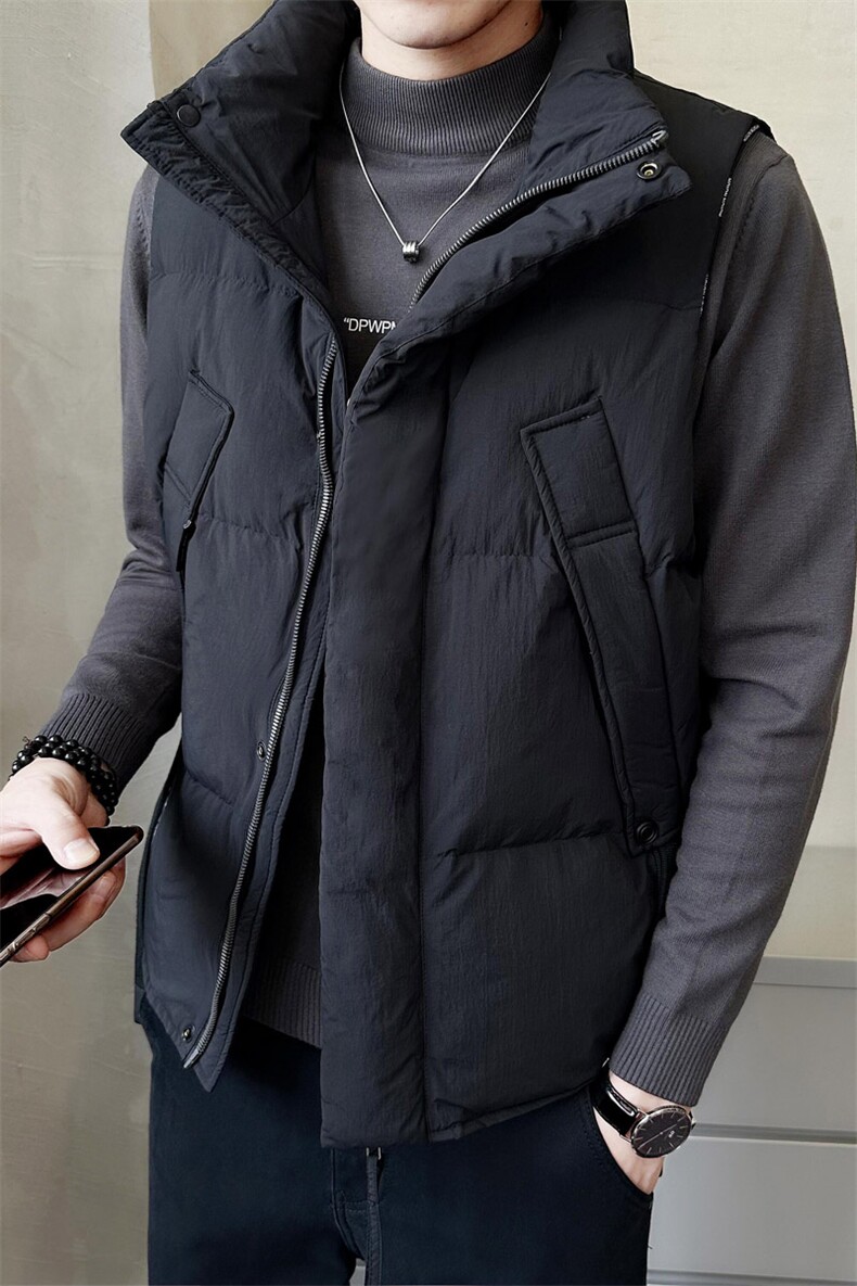 短款立领羽绒马夹男休闲日系面包服保暖外套马甲背心M6003-P130,男装背心/马甲,电商A239