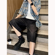 黑色牛仔短裤男夏季潮牌宽松男生中裤新款短裤1001-1-DK25-p45，男装牛仔裤，星座1001-1